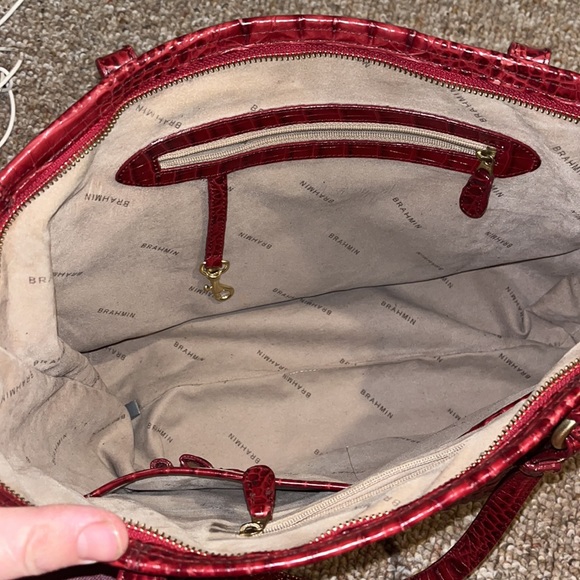 Brahmin Red Crocodile-Embossed Shoulder Bag - Picture 7 of 12